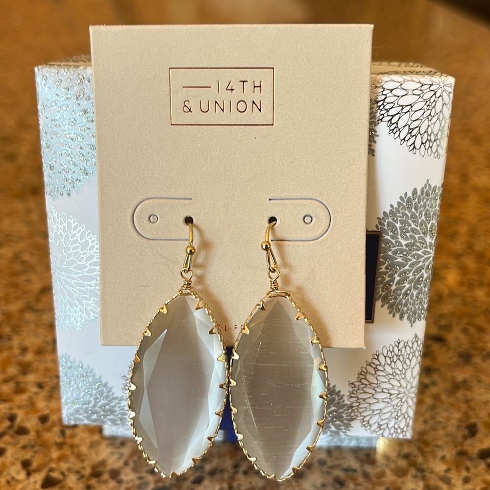 NWT 14th & Union Wire Wrapped Stone Earrings